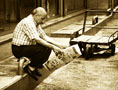 Man with newspaper